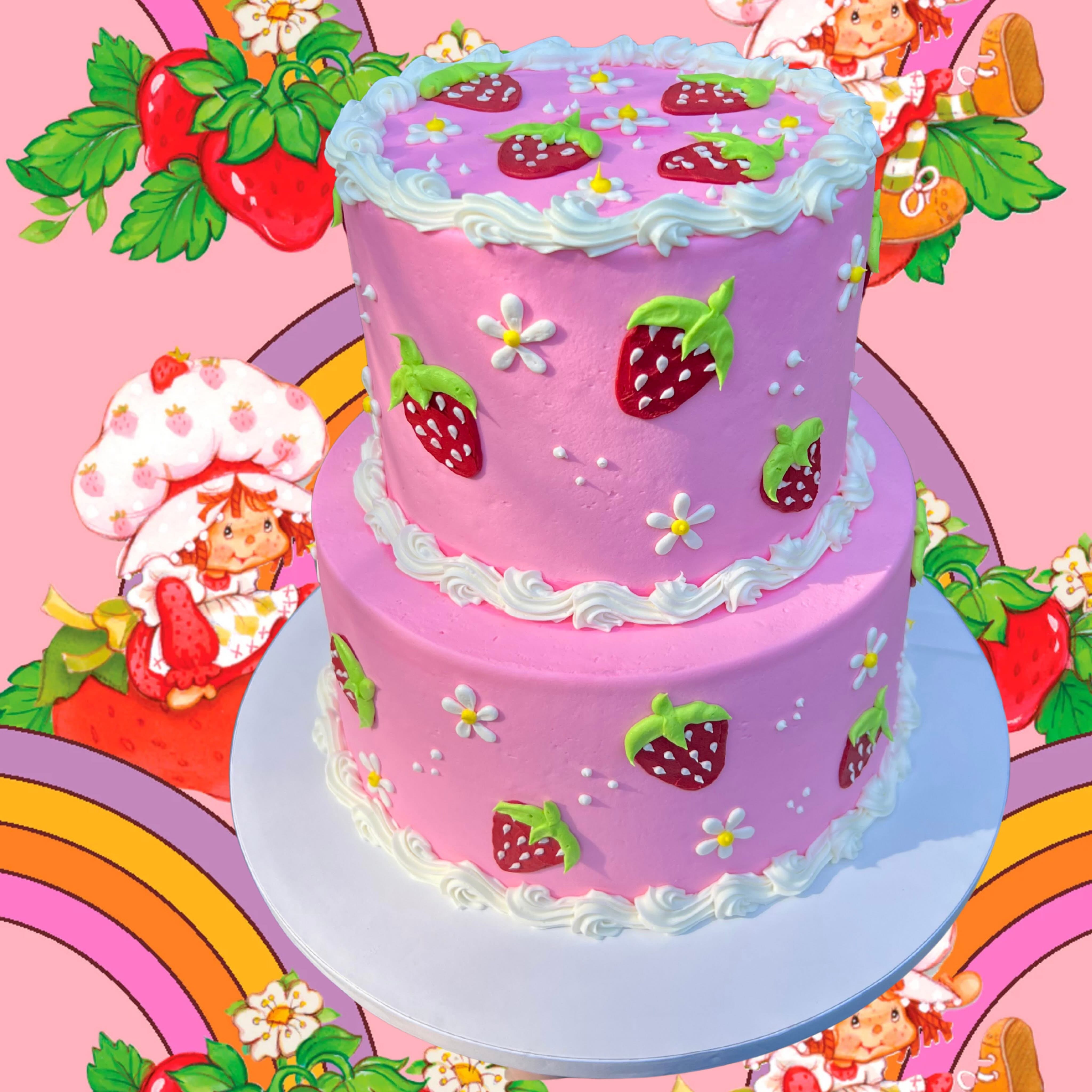 Two-tier strawberry cake